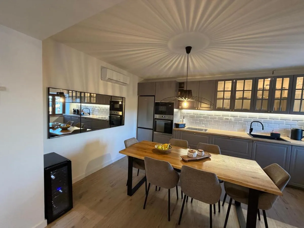 Spacious kitchen and dining table for shared meals